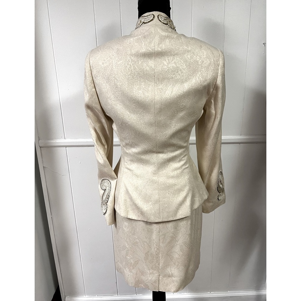 Vintage Albert Nipon Ivory Beaded Evening Suit -S… - image 6
